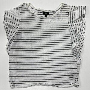 Mossimo Womens Bat Wing Striped Short Sleeve Shirt‎ White Small Modal Cotton Top